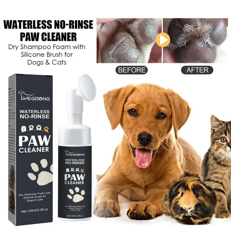 Espuma limpiadora sin agua para patas de perros - Mousse de limpieza sin enjuague